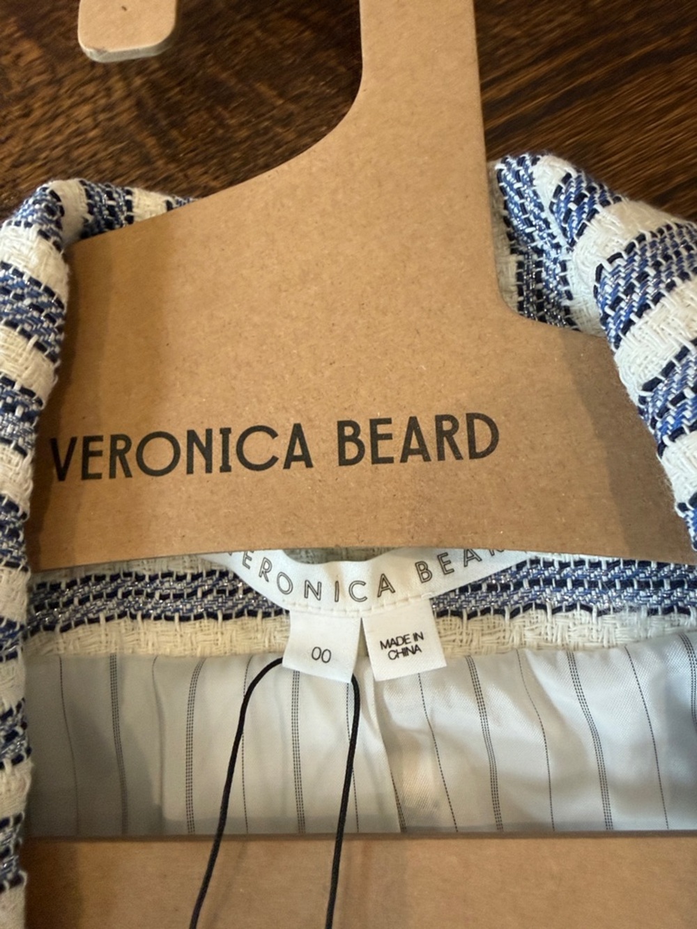 Veronica Beard Blue & White Striped Double-Breasted Blazer - Picture 5 of 5